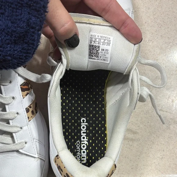 Adidas Grand Court 2.0 Women's White Sneakers with Leopard stripes Sz 9 - Picture 6 of 6